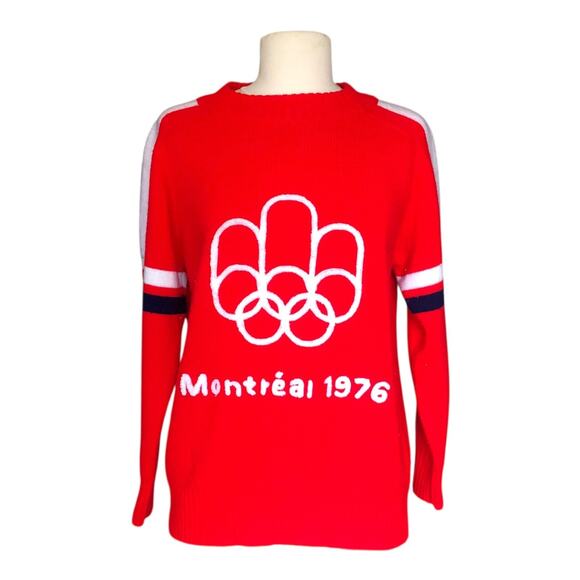 Vintage Mr. Love Livible Knits Montreal Olympics 1976 Sweater Red Acrylic Medium - Picture 1 of 8